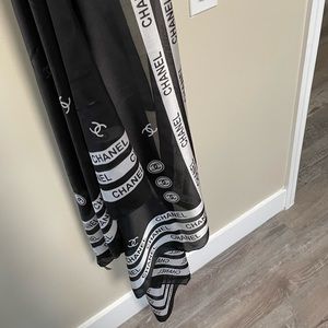 Black and white Chanel Scarf